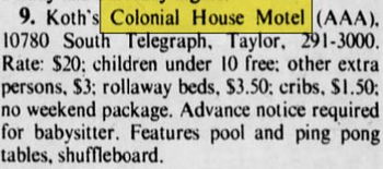 Colonial House (Koths, Best Value Inn) - Feb 1974 Article